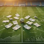 Diferentes tipos de apuestas deportivas para el Mundial 2026 representados con iconos de fútbol y gráficos estadísticos